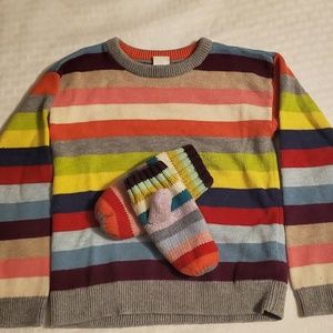 Baby Gap Striped Sweater 5T & Matching Mittens